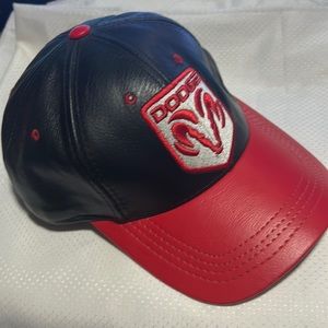 Vintage Dodge Leather Baseball Cap Roush Racing Made in USA Trucks Hat NWOT